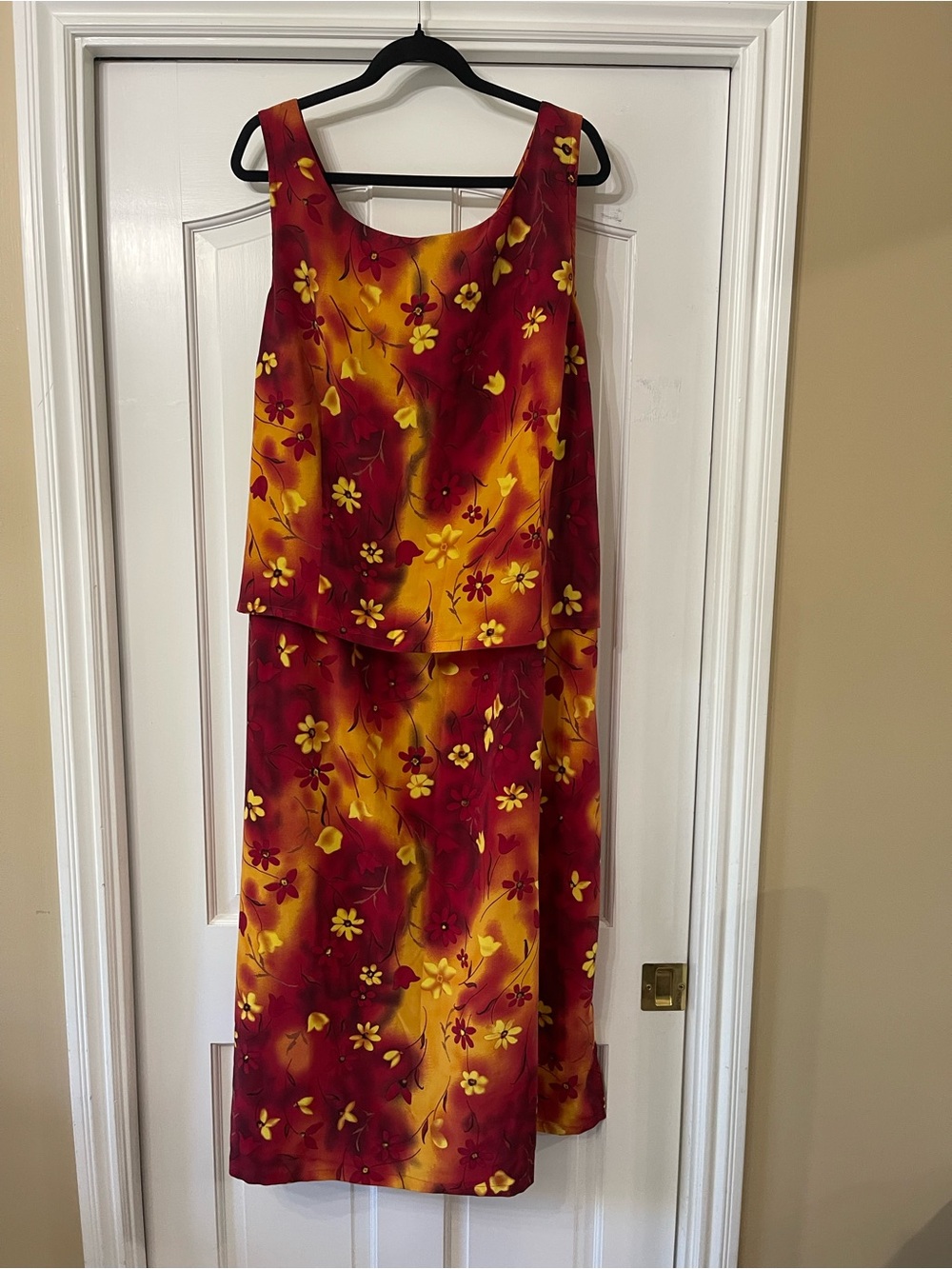 Spago Antique Sleeveless Maxi Dress in Red and Yellow Floral